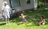 Peepaw has backyard fun with the kids